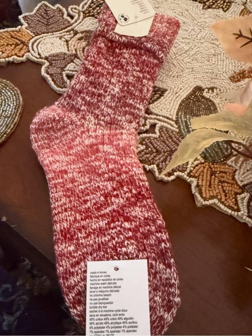 Free People Movement Marled Red and White Crew Socks